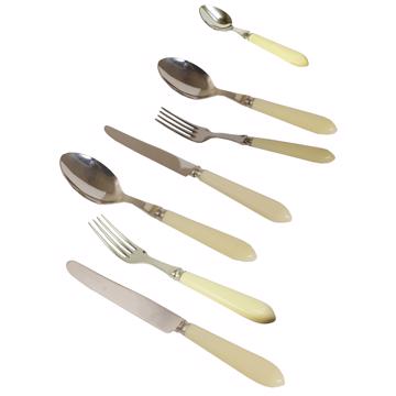 Tipo Cutlery in resin and stainless steel, egg shell, set of 7