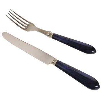 Tipo Cutlery in resin and stainless steel, dark blue, set of 2