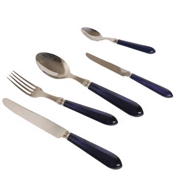 Tipo Cutlery in resin and stainless steel, dark blue, set of 5