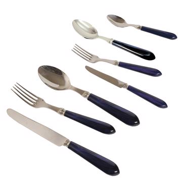 Tipo Cutlery in resin and stainless steel, dark blue, set of 7