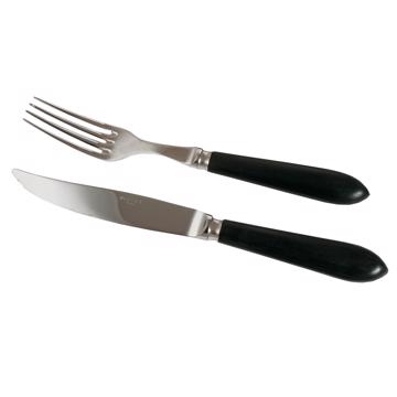 Tipo Cutlery in resin and stainless steel, mat black, set of 2