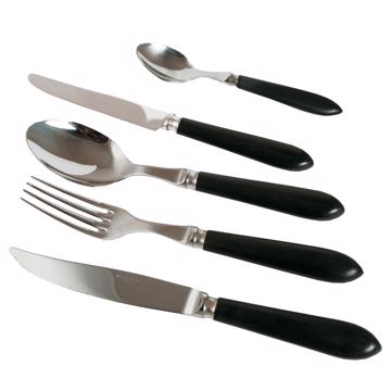 Tipo Cutlery in resin and stainless steel, mat black, set of 5