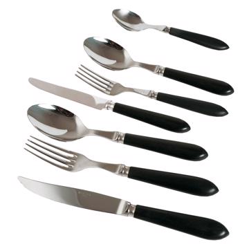 Tipo Cutlery in resin and stainless steel, mat black, set of 7