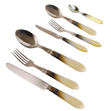 Tipo Cutlery in resin and stainless steel, beige, set of 7
