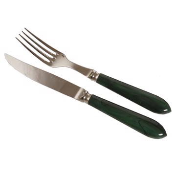 Tipo Cutlery in resin and stainless steel, dark green, set of 2