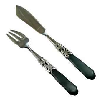 Saba fish cutlery in Resin and silver, mat black [3]