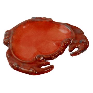 Crab dish in stamped earthenware, special red