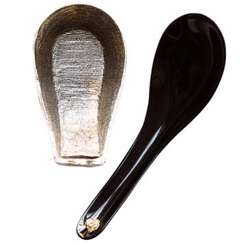 Horn Soup Spoon and Rest, silver, with rest [3]