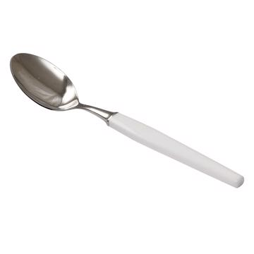 Piano spoon in resin and stainless steel, white, dessert