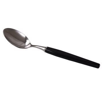 Piano spoon in resin and stainless steel, black, dessert