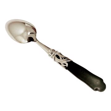 Saba spoon in Resin and silver, mat black, dessert