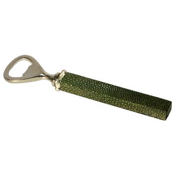 Galuchat Bottle opener in real leather, dark green [2]