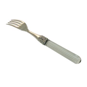 Fidélio fork in silver plated and cristal, transparent, dessert [3]