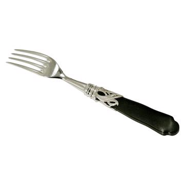 Saba fork in Resin and silver, mat black, dessert [3]