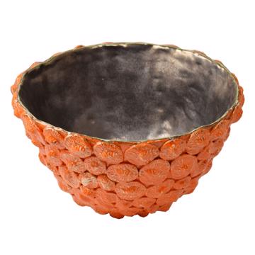 Water Lilly large bowl in earthenware, strong orange