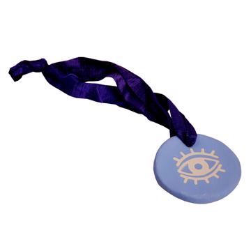 Médaille de Senteur Oeil en faïence, bleu france, figue  [3]