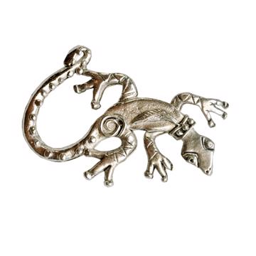 Pin's porte lunettes Lézard en métal argenté ou doré, argent [3]