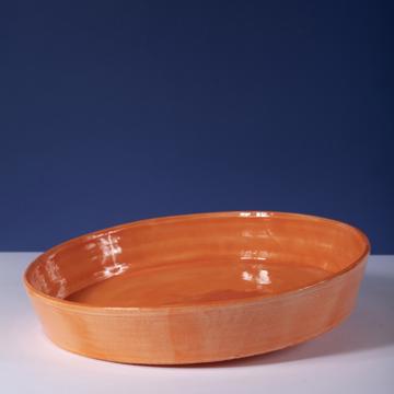 Crato dishes in turned Earthenware, strong orange, 23 cm diam. [1]