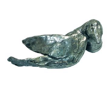 Bird Handle in patinated metal , silver, left [3]