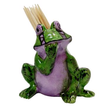 Frog pique holder in porcelain, grass green, standard pick [6]