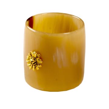 Horn and Charm Napkin Rings, gold, daisy