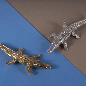 Salière et poivrière Crocodile en métal argenté ou doré, multicolore, set de 2 [2]