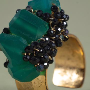 Couture rings in silver and natural stones., dark green [2]