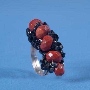Couture rings in silver and natural stones., special red