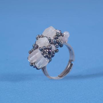 Couture rings in silver and natural stones., light pink [2]