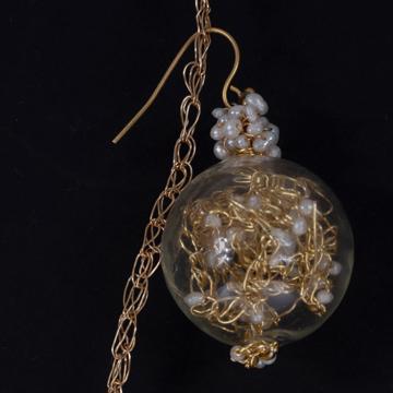 Boucles d'Oreilles Globe en plaqué or et verre, or [2]