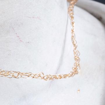 Lace necklace in gold plated, gold, 52cm [3]