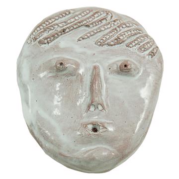 Face incense base in earthenware, snow white