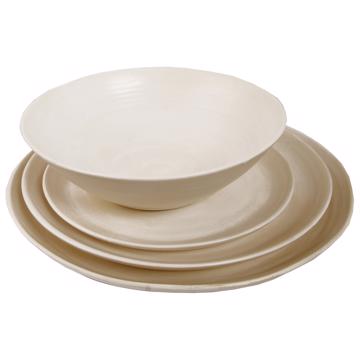 Crato Plates in turned earthenware, white, set of 4