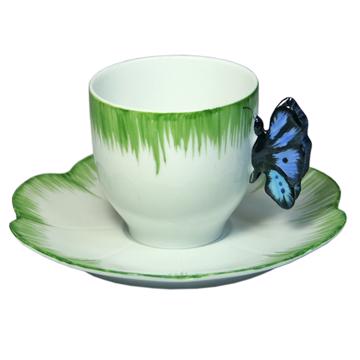 Tasse à thé ou café du Service Papillon, bleu ciel, tasse à café