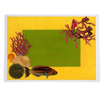 Caribbean, Chromo placemats in laminated paper, yellow
