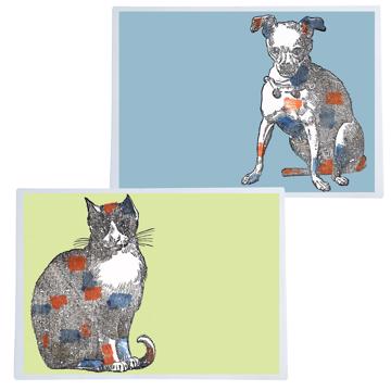 Cat and Dog, Chromo placemats in laminated paper, multicolor, complet collection
