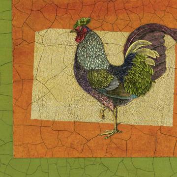 Roosters, Chromo placemats in laminated paper, multicolor, rooster 1 [4]