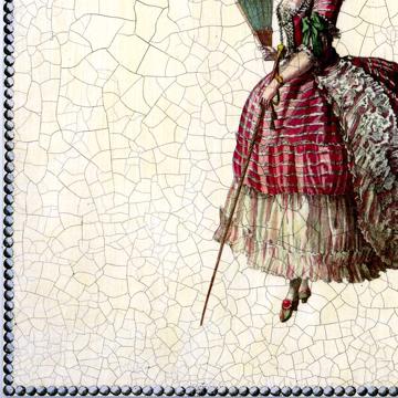 Marie Antoinette, Chromo placemats in laminated paper, multicolor, with her fan [3]