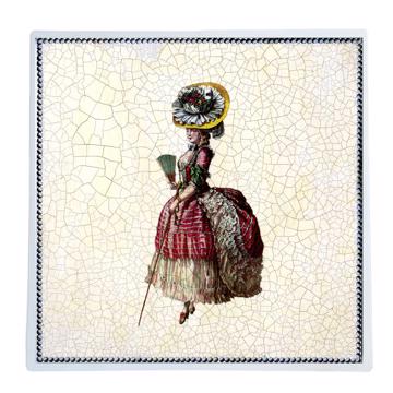 Marie Antoinette, Chromo placemats in laminated paper, multicolor, with her fan [1]