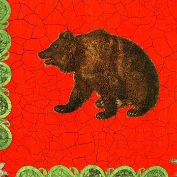 Bear, Chromo placemats in laminated paper, red , profile [2]