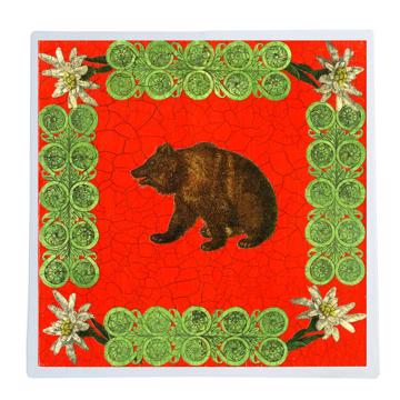 Bear, Chromo placemats in laminated paper, red , profile [1]