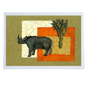Safari, Chromo placemats in laminated paper, multicolor, rhinoceros [1]