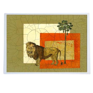 Safari, Chromo placemats in laminated paper, multicolor, lion [1]