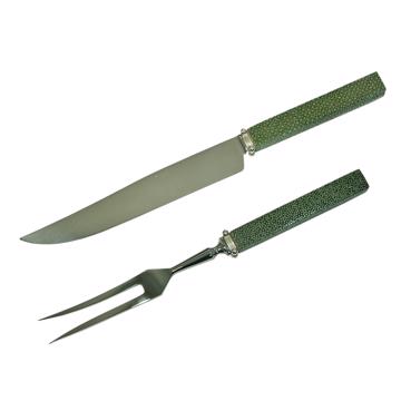Galuchat cutting set in real leather, dark green, two tooth [5]