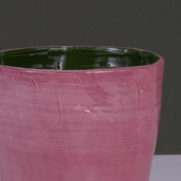 Large two tones Bowl in turned earthenware, strong pink, 28 x 13 cm [2]