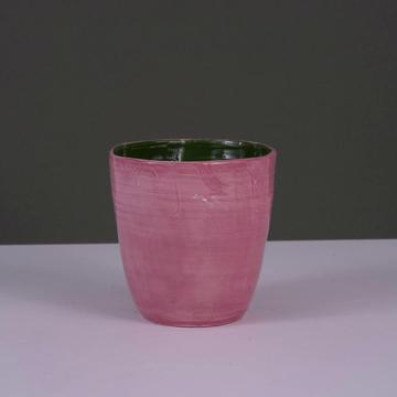 Large two tones Bowl in turned earthenware, strong pink, 28 x 13 cm [1]