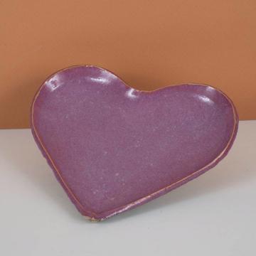 Heart plate in stamped stoneware