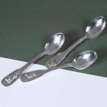 Small Farmyard spoons in silver plated, silver, rooster [1]