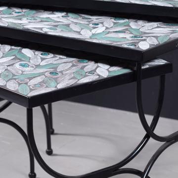 Of of 3 tables in ceramic, multicolor [4]