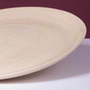 Crato Plates in turned earthenware, egg shell, 24 cm diam. [2]